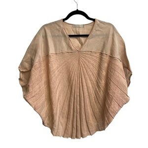 COLOUR 5 POWER Linen Oversized V-Neck Pleated Blouse Blush S